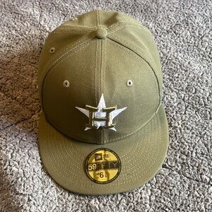 New Era Olive Green Fitted Cap with White Embroidered Logo